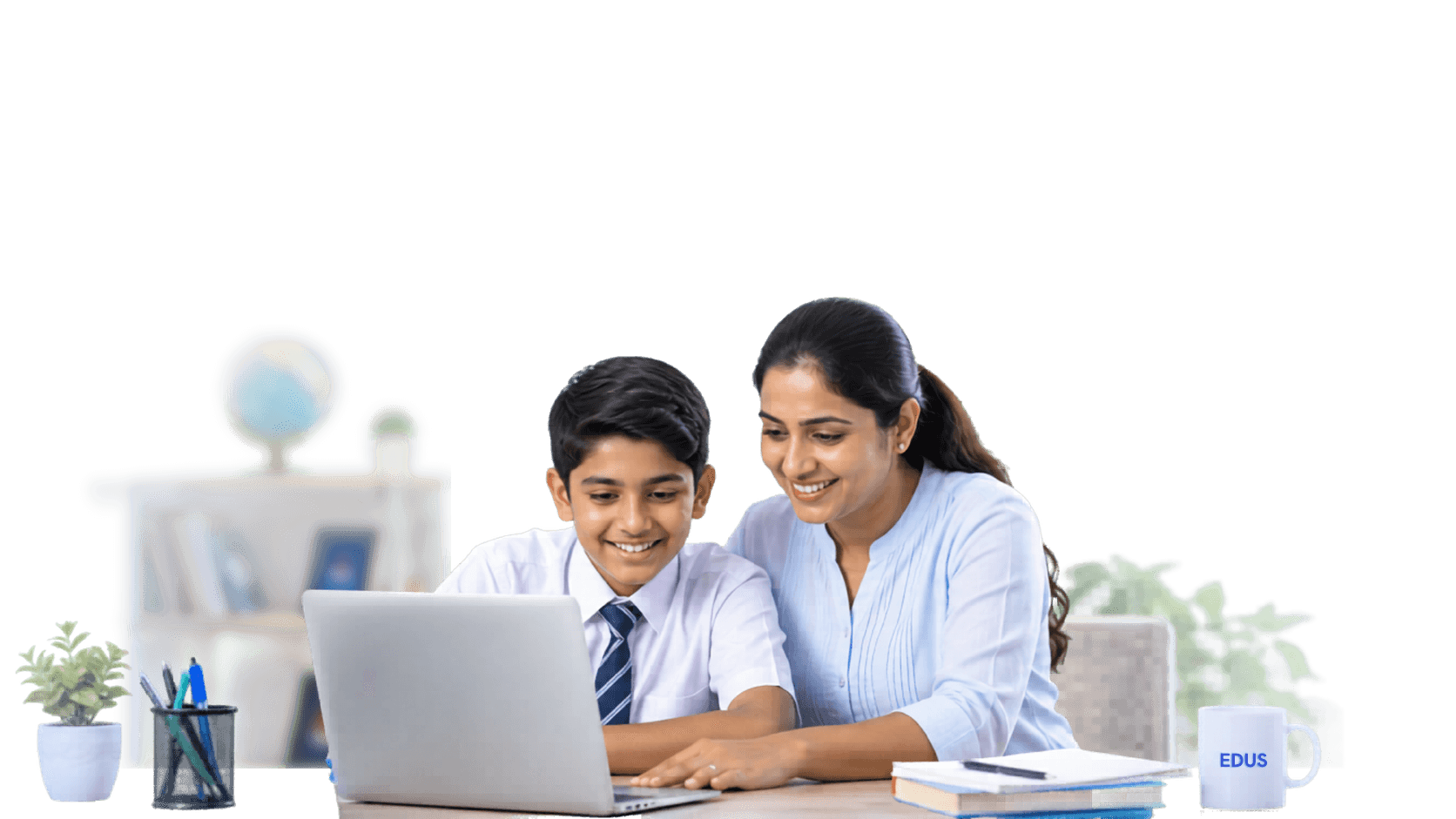 EDUS online learning - student, parent, and tutor connected on a live class